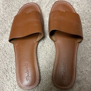 Madewell Tan Leather Slide Sandals